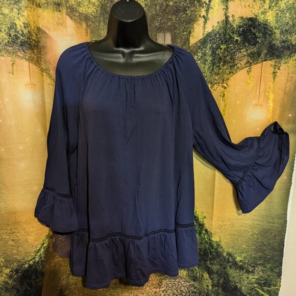 Cupio Tops - 215. Cupio Blue top with Bell Sleeves - Large